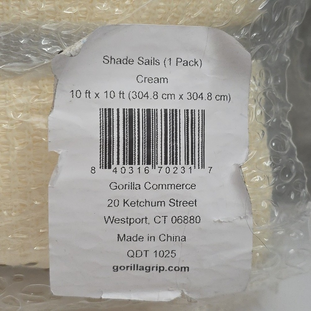 GORILLA GRIP 10x10 Ft Heavy Duty Sun Shade, UV Protection Fade, Tear Resistant - Picture 5 of 5